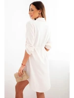 Šaty se zapínáním na knoflíky a zavazováním v pase fialka Šaty se zapínáním na knoflíky a zavazováním v pase fialka