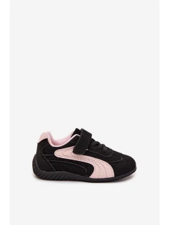 Dětské sportovní boty s přezkou Černo růžové Perrin
