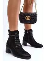 Dámské šněrovací kotníkové boty na nízkém podpatku černá Serellia Dámské šněrovací kotníkové boty na nízkém podpatku černá Serellia