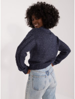 Tmavě tmavě modrý krátký dámský pletený svetr od MAYFLIES