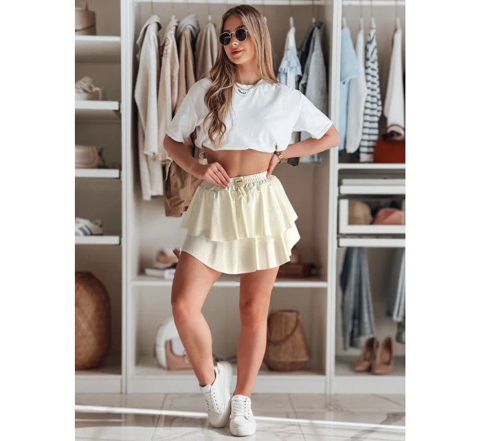 Mini sukně s volánem FALBELA ecru FashionStreet CY0493