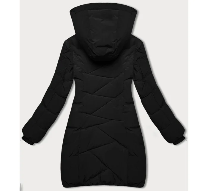 Černá dámská zimní bunda se stahovacími lemy LHD (LHD-24580)