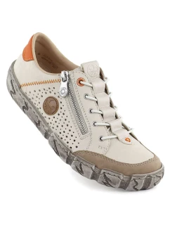 Béžová kožená prolamovaná dámská polobotka Rieker L0355-61