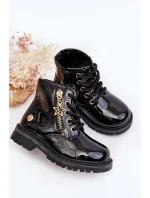 Dětské lakované botky na zip černé model 21641016 - EVENTO