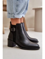 Dámské zimní zateplené boty na podpatku s přezkou Černé Nevillira Dámské zimní zateplené boty na podpatku s přezkou Černé Nevillira