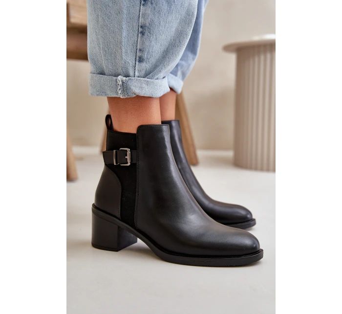 Dámské zimní zateplené boty na podpatku s přezkou Černé Nevillira Dámské zimní zateplené boty na podpatku s přezkou Černé Nevillira