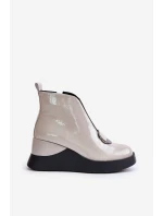 Boty Na Klínu Zateplené D&A Světle šedé model 21671894 - S.Barski Boty Na Klínu Zateplené D&A Světle šedé model 21671894 - S.Barski