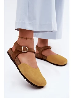 Kožené Semišové Dámské Sandály S Uzavřenými Prsty Maciejka H7365-07 Žluté