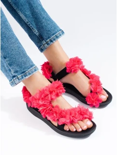 Designové dámské růžové sandály bez podpatku