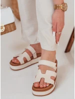 Dámské žabky na suchý zip PLATFOR beige FashionStreet ZY0866