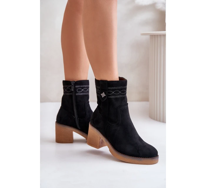 Zateplené dámské boty na podpatku černé model 21673989 - Boto Zateplené dámské boty na podpatku černé model 21673989 - Boto