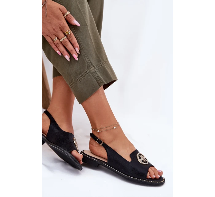 Dámské Sandály Na Plochém Podpatku S Ozdobou model 21698199 Černé - S.Barski