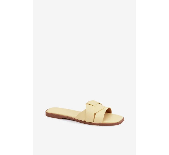 Dámské ploché pantofle s pásky žluté model 21937369 - Boto