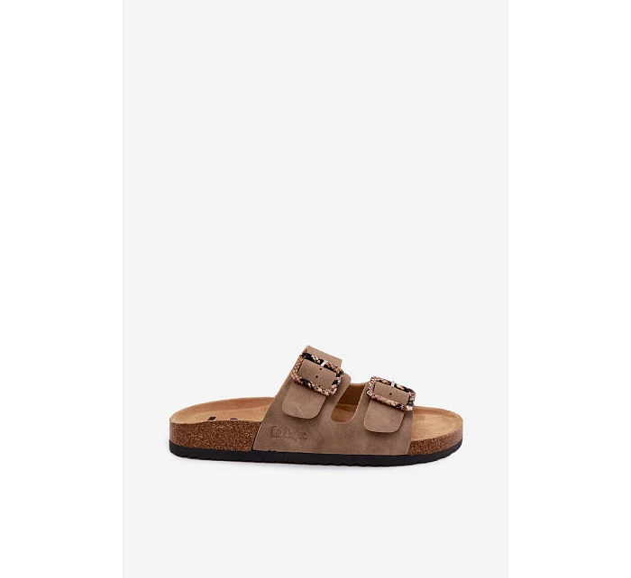 Dámské pantofle Khaki s přezkami model 22123023 - Lee Cooper