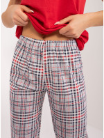 Červené dvoudílné dámské pyžamo s 3/4 kalhotami