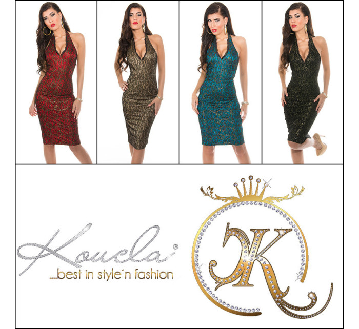 Sexy KouCla Neckholderdress withl lace and gold