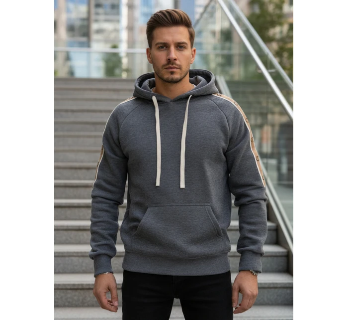 Pánská šedá mikina s kapucí model 21994683 - Dstreet Pánská šedá mikina s kapucí model 21994683 - Dstreet