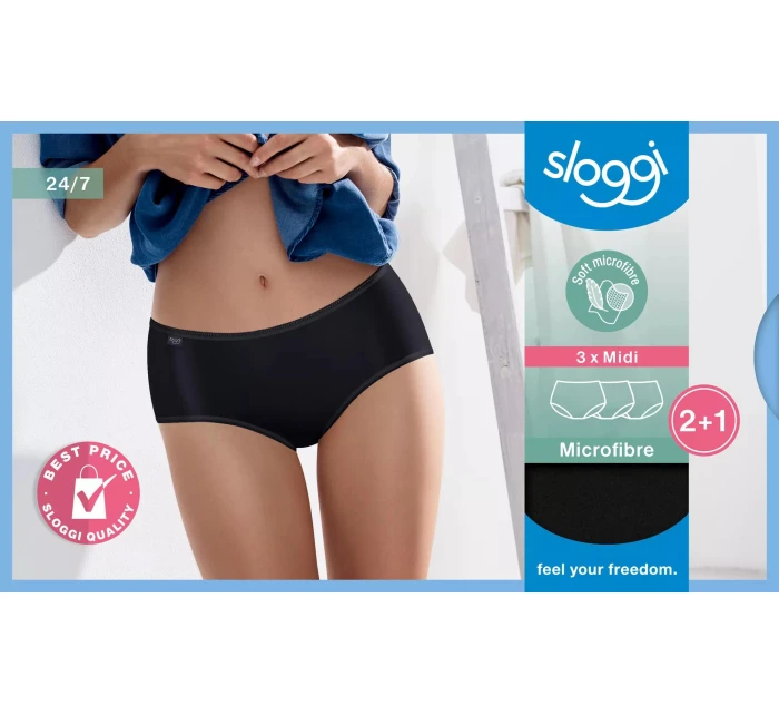 sloggi 24/7 Microfibre Midi C3P - BLACK - SLOGGI BLACK - SLOGGI