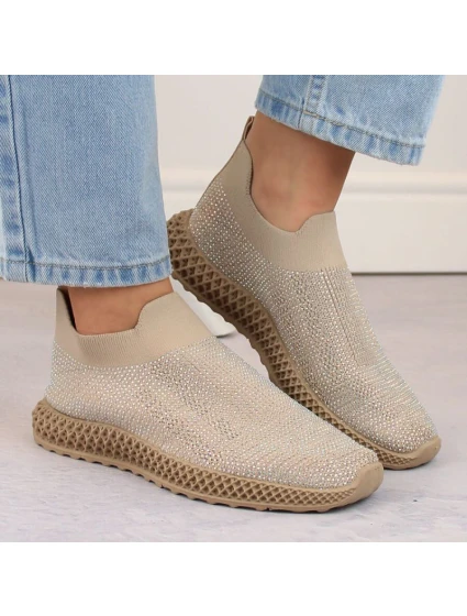 D&A W model 21875116 béžová sportovní nazouvací obuv se zirkony - S.Barski D&A W model 21875116 béžová sportovní nazouvací obuv se zirkony - S.Barski