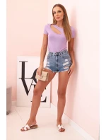 Dámské bavlněné body s V výstřihem a nařasením fango