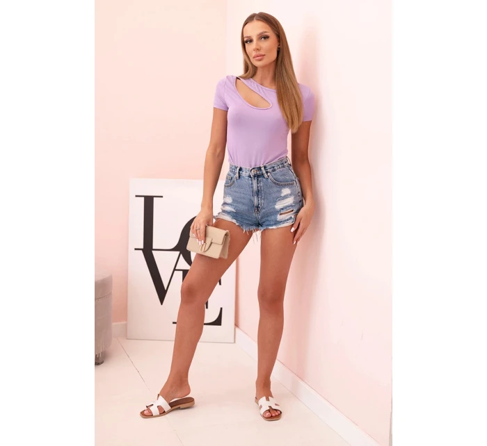 Dámské bavlněné body s V výstřihem a nařasením fango