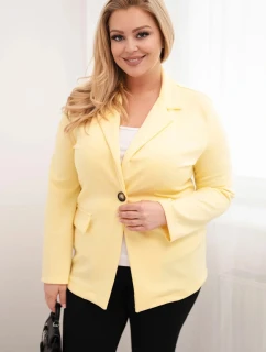 Dámská viskózová sako Plus Size s dlouhým rukávem a límcem žlutá
