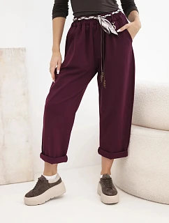 Kalhoty dámské z volné s vázáním model 22403079 - K-Fashion