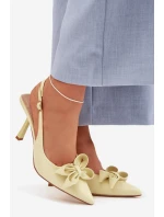 Dámské sandály na podpatku s mašlí Žluté model 22027955 - Boto