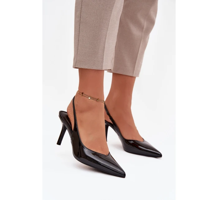 Lakované dámské lodičky na jehlovém podpatku – černé Phelia Lakované dámské lodičky na jehlovém podpatku – černé Phelia