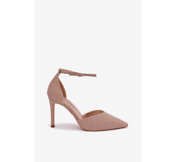 Dámské lesklé lodičky se páskem - šampaňské Joranne Dámské lesklé lodičky se páskem - šampaňské Joranne