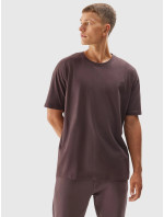 Unisex bavlněné tričko 4FAW23TTSHU0885-81S hnědé - 4F