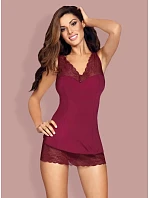 Elegantní košilka model 22192056 chemise bordó - Obsessive