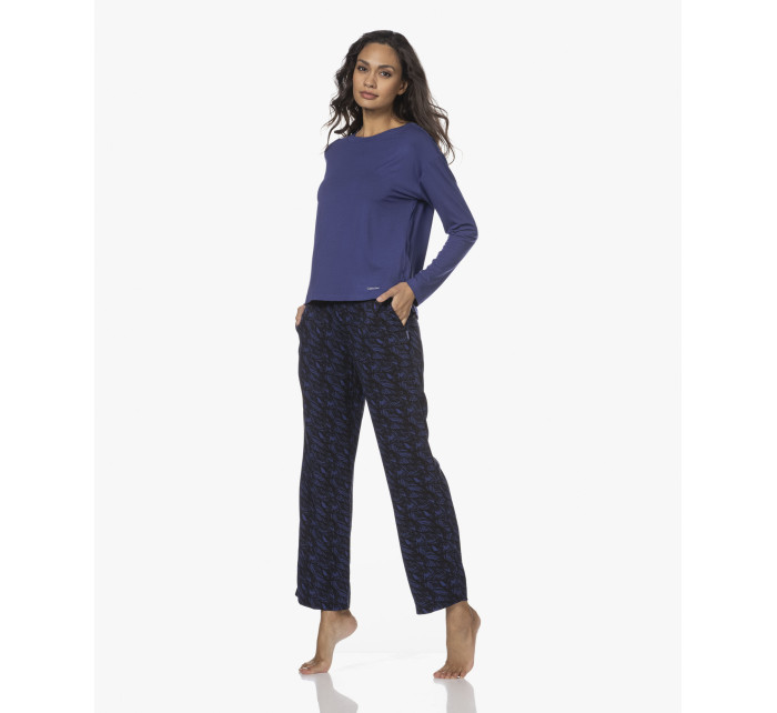 Dámské pyžamové kalhoty QS6028E VFR - modročerná - Calvin Klein