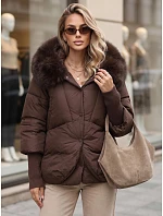 Dámská zimní bunda s kožešinou a kapucí, hnědá, FashionStreet TY5890 Dámská zimní bunda s kožešinou a kapucí, hnědá, FashionStreet TY5890