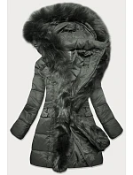 PIKOWANA ZIMOWA KURTKA DAMSKA Z KAPTUREM KHAKI model 21242102 - GDL - GOODLOOKIN