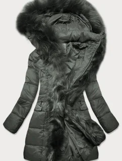 PIKOWANA ZIMOWA KURTKA DAMSKA Z KAPTUREM KHAKI model 21242102 - GDL - GOODLOOKIN