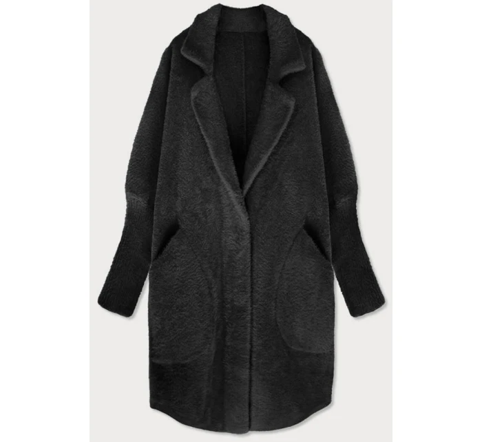 Černý vlněný přehoz přes oblečení typu "alpaka" (7108)