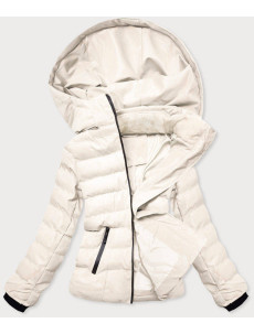 Bílá dámská zimní bunda s kožešinovým stojáčkem (5M769-281)