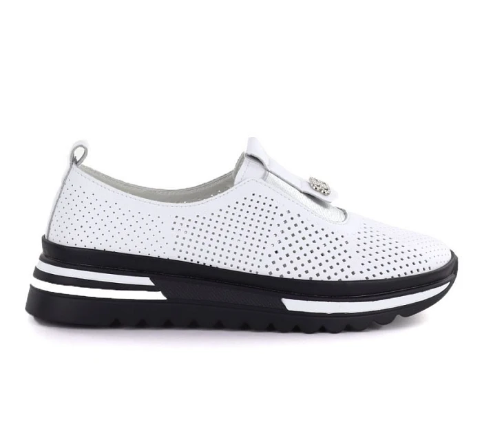 Dámské kožené boty na platformě bílé S.Barski model 22081741 - Hikvision