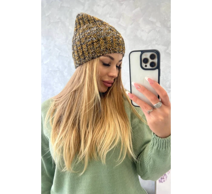 Veselá fleecová čepice K225 black+mustard Veselá fleecová čepice K225 black+mustard