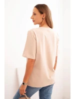 Dámská bavlněná blůza s potiskem Minimal béžová