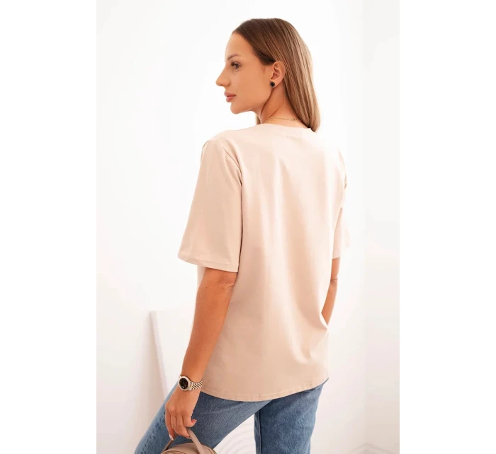 Dámská bavlněná blůza s potiskem Minimal béžová