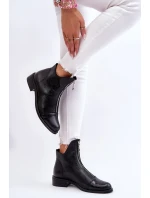 Kožené kozačky na zip Nicole 2785/037 Černá