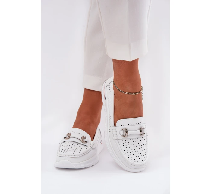 baleríny z přírodní kůže  bílé model 21686565 - VINCEZA
