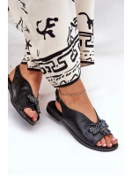 Lesklé Dámské Sandály S Dekorací Plné Černé model 21686853 - Boto Lesklé Dámské Sandály S Dekorací Plné Černé model 21686853 - Boto