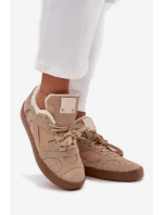 Dámské tenisky na platformě s vyteplením s kožešinou béžové Solvia Dámské tenisky na platformě s vyteplením s kožešinou béžové Solvia