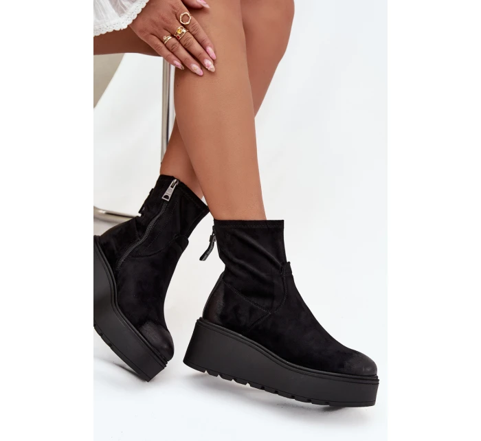 Dámské kotníkové boty na platformě Vinceza 58596 Černé
