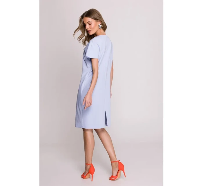 S392 Šaty uvolněného střihu s výstřihem do V - světle modré S392 Šaty uvolněného střihu s výstřihem do V - světle modré