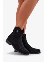 Dámské kotníkové botky na nízkém podpatku s perforovaným vzorem – černé, S.Barski Dámské kotníkové botky na nízkém podpatku s perforovaným vzorem – černé, S.Barski