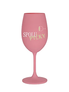 SPOLUPIČKY - růžová sklenice na víno 350 ml